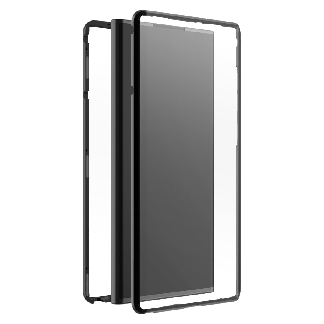 Black Rock - 360 degree glass case suitable for Samsung Galaxy S23 Ultra I mobile phone case, magnetic closure, cover (transparent with black frame)