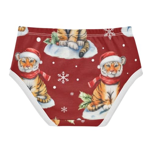 Girls Underwear Toddlers 2t Cotton Cute Panties Girl Designer Briefs Kids Undies Cute Tiger Cubs Red Santa Xmas2