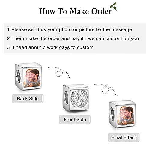 Charm Foto Argento 925 Personalizzato Foto Bead