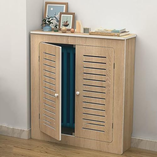 Cache-radiateur chic et élégant en bois blanc | Meuble de protection thermique haut de gamme 2 portes