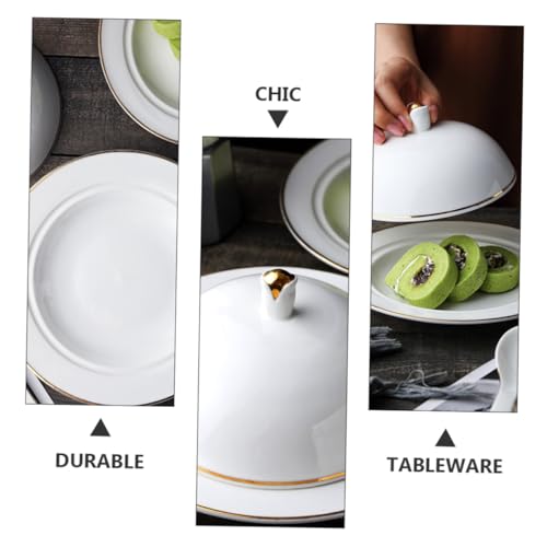 Assiette céramique dorée haut de gamme avec couvercle de protection