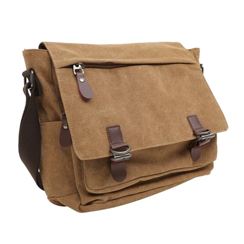 HOMSFOU Mens Satchel School Bag Canvas Messenger Bag Crossbody Book Fashionable and Practical Lightweight and Shoulder Strap