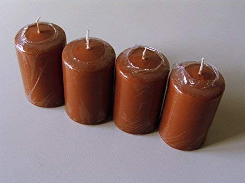 E+N Deko Chestnut Pillar Candle – Height x Diameter: 100/60 mm, 4 pieces pack, selbstverlöschend, 28 Hours Burn Time