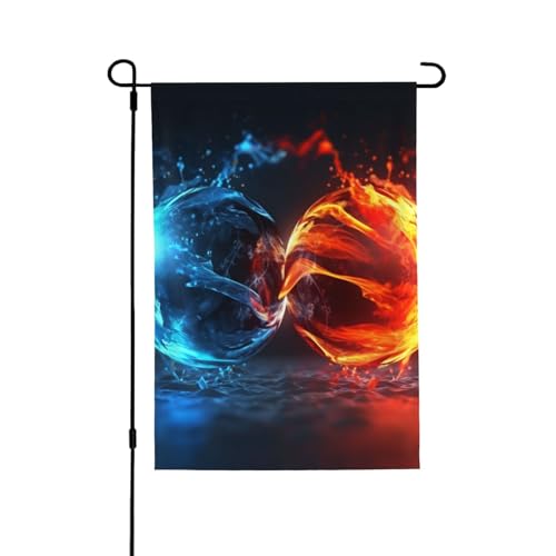 Bandiera da giardino, 71 x 101 cm, doppia faccia, verticale, per esterni, per feste, palle di ghiaccio e fuoco, bandiere da giardino, piccola bandiera di benvenuto in iuta per esterni, patio, cortile