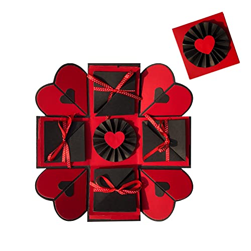 Image of Exploding box Surprise Gift Box /Unique gifts for birthday /anniversary /handmade greetings Card (Red & Black)