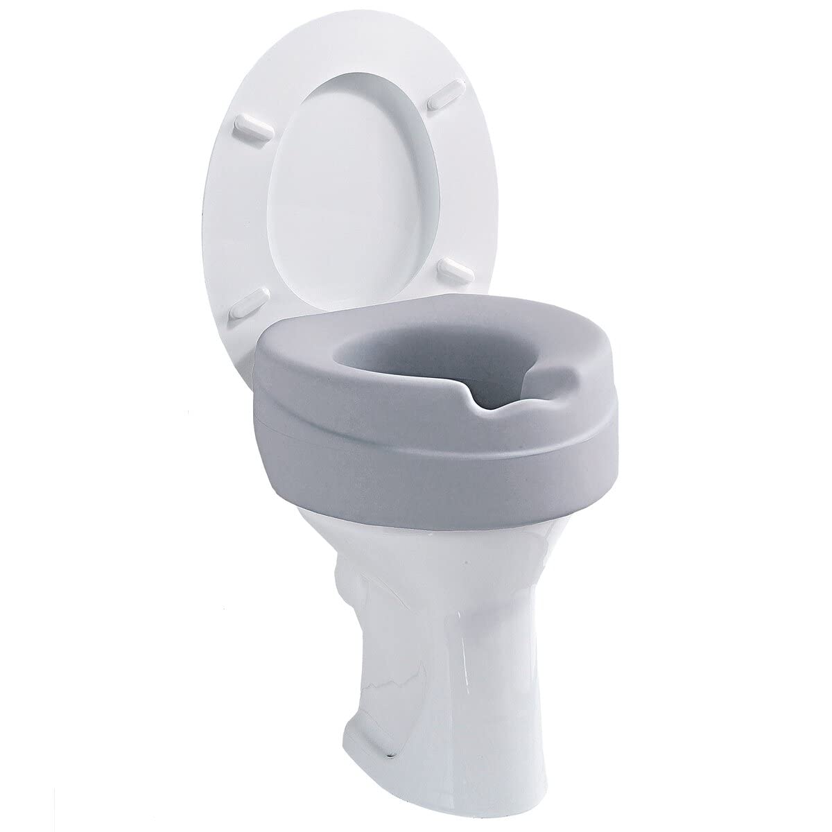Toilettensitz-Erhöhung"Soft", Toilettenaufsatz Sitzerhöhung Toilettensitz WC, 10 cm Erhöhung, & Hygienemulde, max. 185 kg, grau