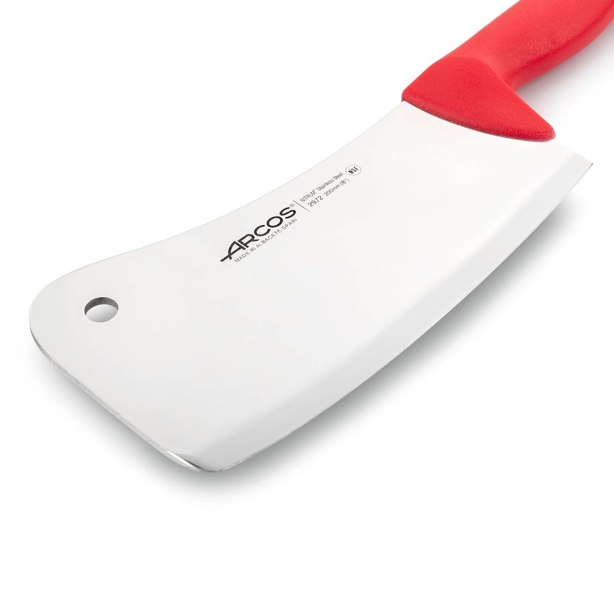Arcos Couteau à Viande Acier Inoxydable Nitrum Lame 200 mm – Couteau de Boucher Professionnel, Poignée Ergonomique Polypropylène Rouge Série 2900