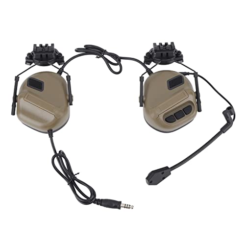 GLOGLOW - GLOGLOW Ear Protection Headset, Helmet Style Noise Reduction 360 Degree Rotation Folding Soundproof Cotton Flexible Shooting Headset with Microphone (Tan) - -5%