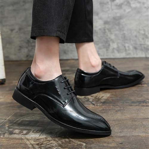Non Slip Leather Dress Shoes for Men Pointed Toe Oxford Business Formal Loafers Comfortable Lace Up Wedding Tuxedo Office2