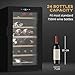 HOMCOM 24 Bottle Wine Fridge, 65 Litre Capacity, 43cm Freestanding Wine Cooler Fridge with Glass Door, LED Light, Digital Touch Screen, Temperature Control, Black