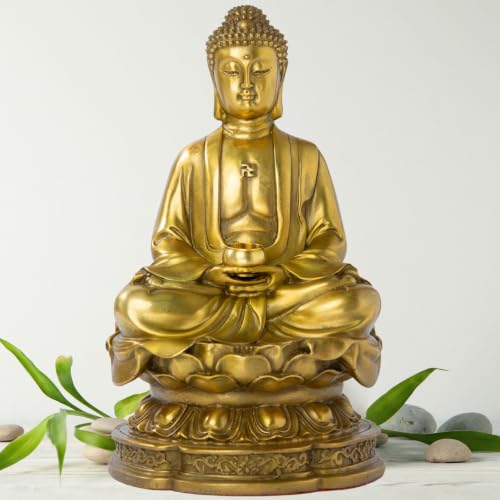 MILY-ART lost-wax cast brass Buddha, 7.9 in