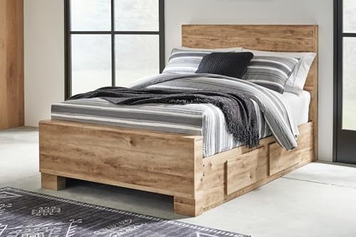 Image of Signature Design by Ashley Full Size Bed with Storage Drawers, Tan