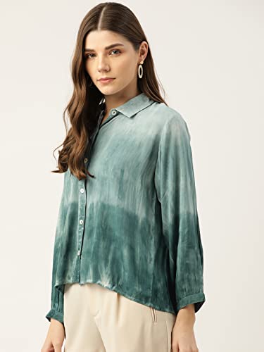 Image of Maaesa - Women Handcrafted Tie-Dye Rayon Shirt | Casual & Office Wear | Relaxed Fit | Long Sleeve | Breathable & Lightweight Fabric