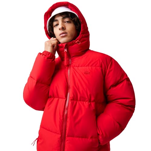 Lacoste Men's Quilted Water-Repellent Short Jacket, Red, Medium