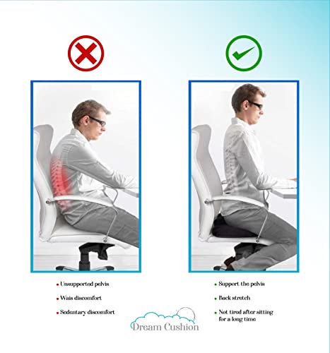 Dream Cushion Gel Seat Cushion - Non-Slip Gel & Memory Foam Cushion For Tailbone Pain - Office Chair - Car Seat Cushion - Back Pain Relief (Black) #TOP4
