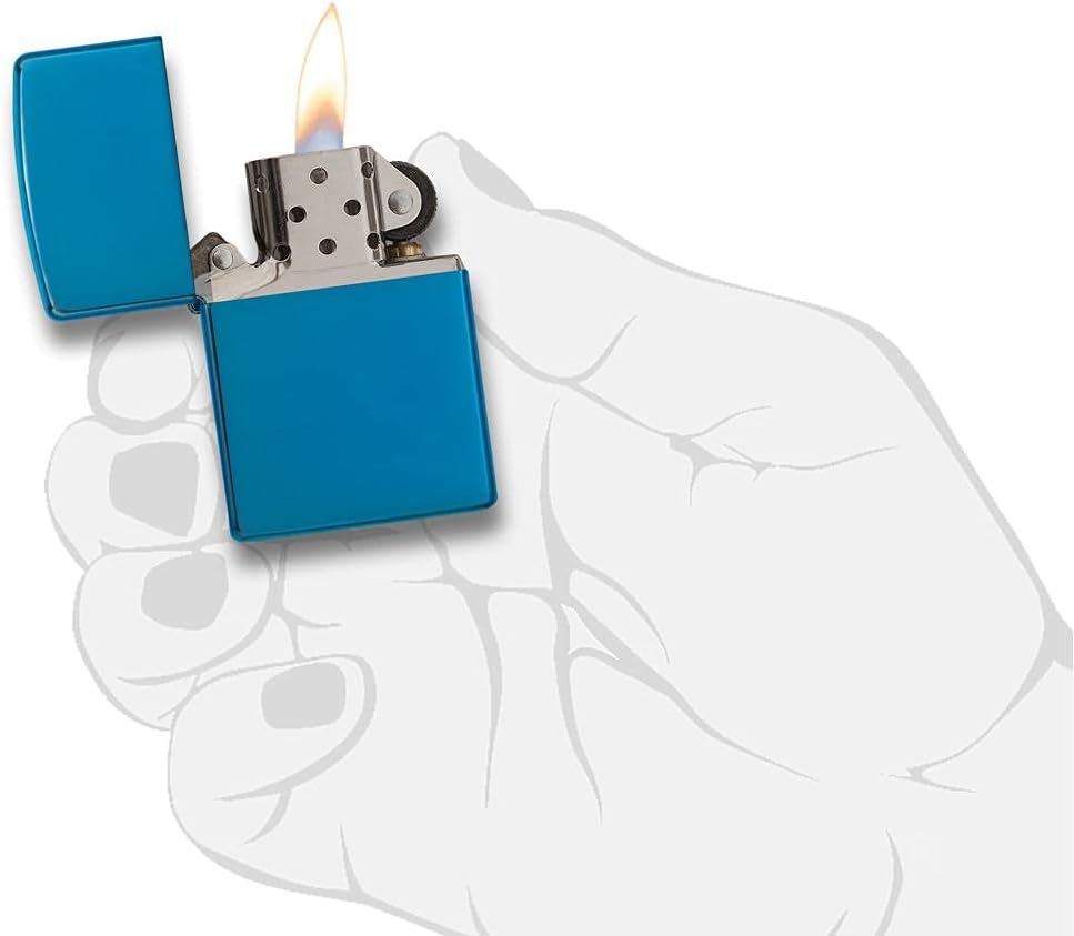 Custom Personalized Zippo High Polish Sapphire Windproof Lighter Free Engraving #20446 Gray - Christmas, Halloween & Valentines Day Gift