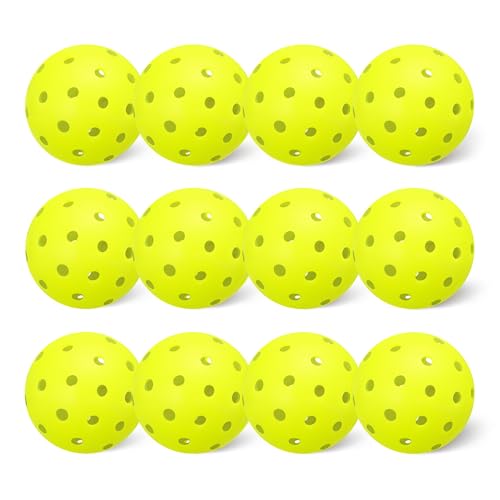 Amazon Basics Outdoor Pickleball Balls, USAPA Approved for Tournament Play, Durable Construction, Balanced and Consistent Performance, Yellow, 12-Pack
