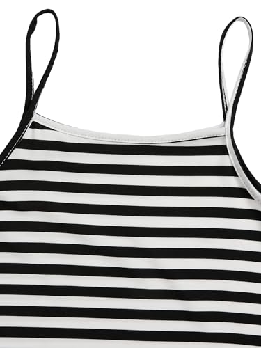Image of OYOANGLE Girl's Striped Print Cami Dresses and Short Sleeve Knot Tie Front Top Sets 2 Pieces Outfits