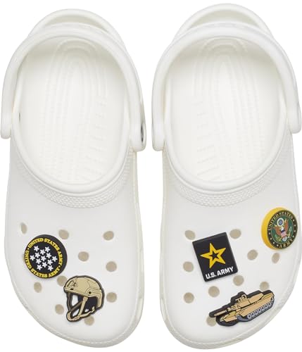 Image of Crocs Unisex's Jibbitz Military Shoe Charms for Adults, US Army, 5 Pack