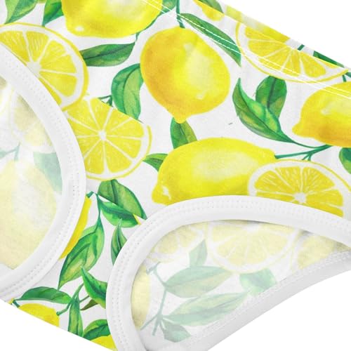 Joisal Cotton Girls Underwear Toddlers Watercolor Yellow Lemons Green Leaves Panties for Girl Cartoon Kids Undies Briefs 2t4