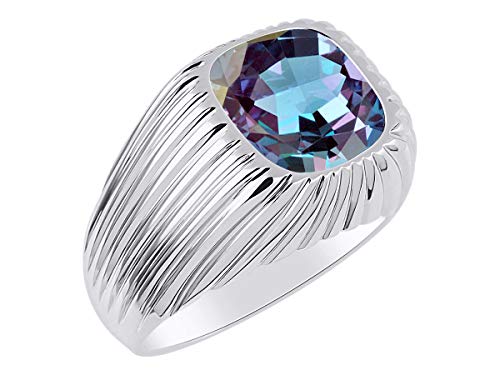 Image of Rylos Gorgeous 12MM Alexandrite Or Aquamarine in Solid Sterling Silver Sizes 8-13