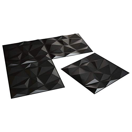 Image of LUHI 3D Paneling Textured 3D Wall Design, Black Diamond, 19.7 inch x 19.7 inch (11 Pack)