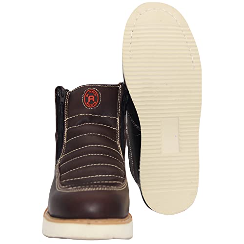 Men's Double Zipper Moc Leather Work Boot (10.5, Café)4