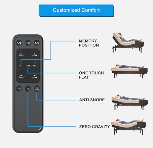 Image of Premium Split King Adjustable Bed with 14 Inch Copper Gel Memory Foam Sleep System, Massage, Zero Gravity, Anti-Snore, Programmable Memory Positions, USB, Underbed Lighting, Zero Clearance