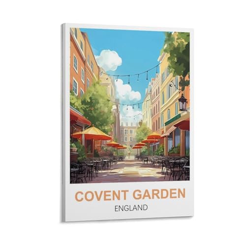 MXQOXAP Covent Garden England Vintage Travel Poster 20x30inch(50x75cm) Canvas Wall Art Pictures