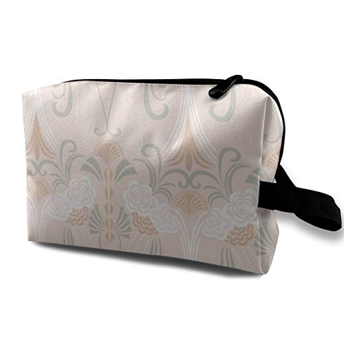 1920's Art Deco On Soft Shell Pink Base_2193 - Neceser portátil para Maquillaje, Bolsa organizadora de Viaje para Mujeres y niñas de 10 x 5 x 6.2 Pulgadas