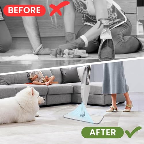 Image of Spray Mop with Refillable Water Tank, 360 Rotating Flat Mop with Microfiber Pad for Tiles, Marble, Wooden Floor