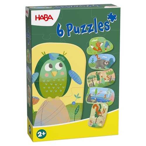 HABA Meine ersten 6 Puzzles Waldtiere Kinderpuzzle ab 2 Jahren Mit Bär Fuchs & Co. Griffige Puzzleteile 2012185001