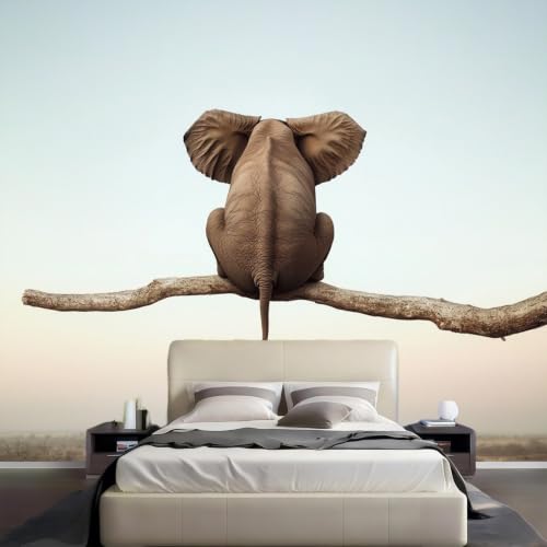 Papier peint intissé éléphant panoramique grand format pour cacher mur - 3