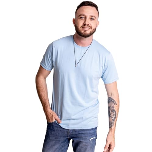 Kit 5 Camisetas Masculinas Slim Gola Algodão Premium Coloridas by ZAROC (M, VERDE/AZUL CELESTE/AMARE