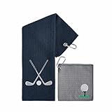 Playing It Forward Embroidered Golf Towel Set – Custom Towels for Golf Bags & Carts – Golf Accessories & Gifts for Kids, Men, & Women – Microfiber Waffle and Ball Towels – Club Ball Design - 2-Pack
