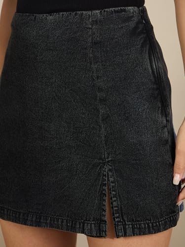 SASSAFRAS black denim skirt – image 4