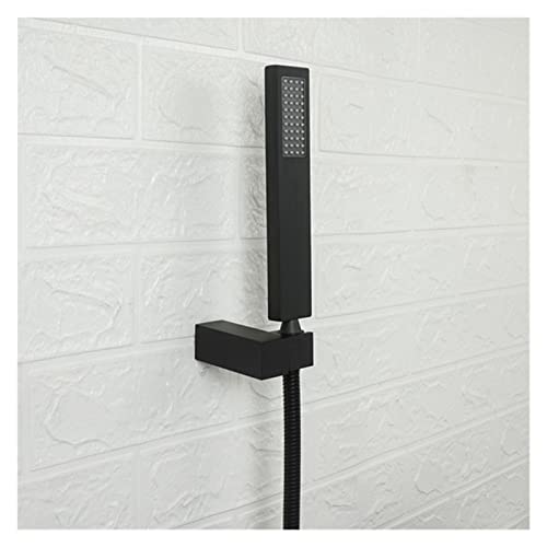 Pommeau de douche anti manque de pression avec tuyau en acier noir mat