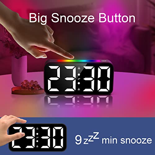 Topski Loud Alarm Clocks For Bedrooms, Digital Clock With Night Light, Large Display, Usb Charger, Dual Alarm, Snooze, Dimmable Bedside Clock For Kids Heavy Sleepers Teens Boys Girls (Black) #TOP3