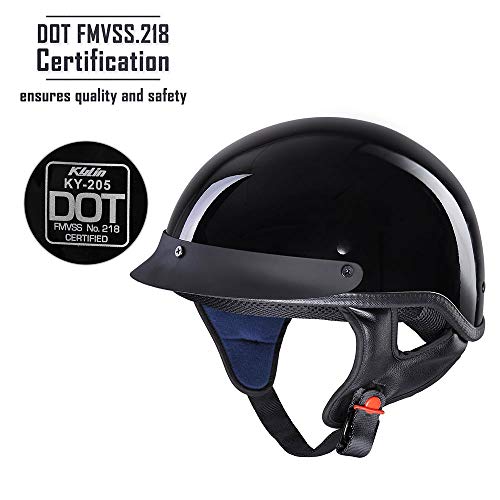 Ahr Half Face Motorcycle Helmet Dot Approved Half Skull Cap Half Helmet For Bike Cruiser Chopper Run-C, Gloss Black, S #TOP4