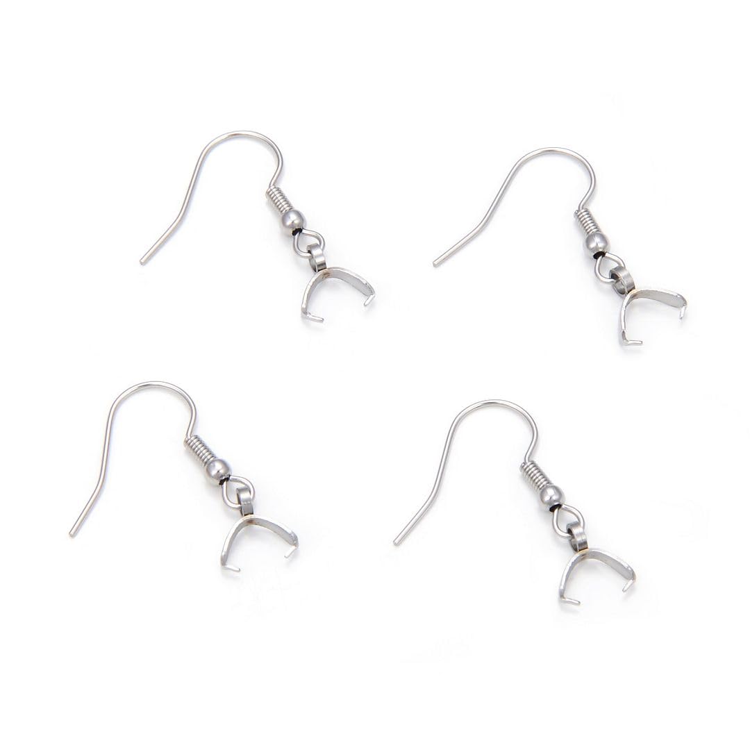 50pcs Adabele 316 Surgical Stainless Steel Fish Earring Hooks Ear Wire Pinch Bail Clasp (0.7mm/21 Gauge)
