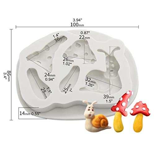 2Pcs Mushroom And Snails Silicone Molds For Fondant Chocolate Candy Cake Decoration Baking Pastry Tools Silicone Soap Mold Resin Polymer Clay Mold #TOP2