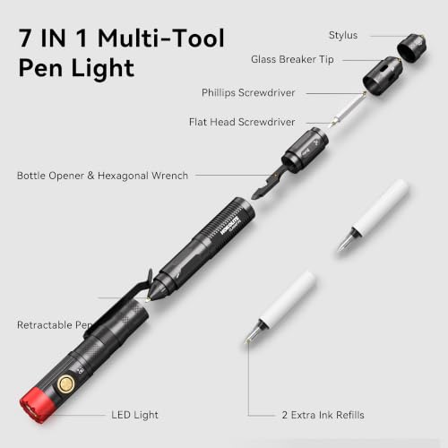CLAKAP P3 7-in-1 Multitool Pen Light, Rechargeable Pocket Flashlight Clip - image 2