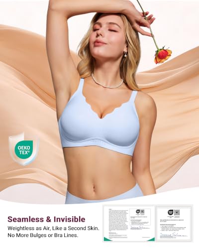 Image of As Fairy Wireless Bras for Women Jelly Push Up Scalloped T-Shirt Bra