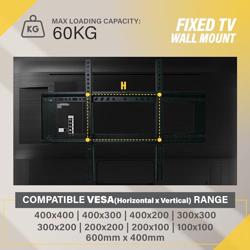 حامل تلفزيون يثبت على الحائط من دبليو بي ويست بايو لمعظم الشاشات المسطحة LED مقاس 37-80 بوصة، حامل تلفزيون LCD يثبت على الحائط حتى فيسا 600 × 400 ملم 60 كجم (132 باوند)