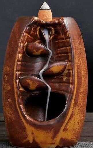 Sharvgun Ceramic Backflow Incense Holder Waterfall Smoke Burner Handmade Mountain River Censer Home Decor