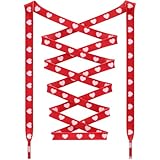 DANHUA Colored Flat Shoe laces: 2 Pair Red White Heart Printed Shoelaces for Sneakers boot 39 inch