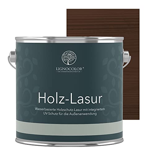 Lignocolor® Holzlasur 2,5L (Nussbaum dunkel) Holzschutzlasur für Außen & Innen Wasserbasis – Andere Farbtöne verfügbar