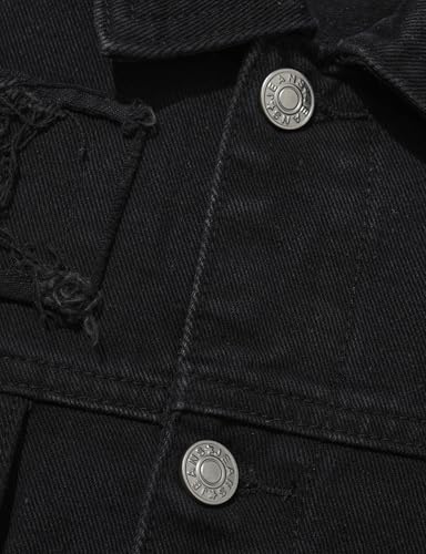 Image of Men's Denim Jacket Patchwork Fringe Jacket Slim Jean Jacket Streetwear Coat