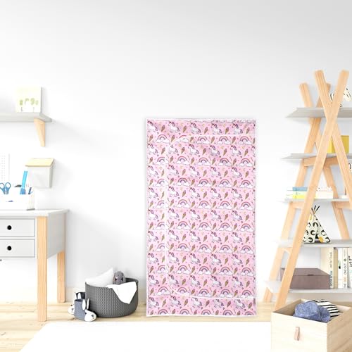Image of BONTEC Baby Wardrobe for Clothes - almirah - Rack fot Storage Multipurpose Plastic almirah Printed Cover 6 Shelves Storage Clothes Storage Rack Quick Cabinet /Multipurpose (Baby Pink)
