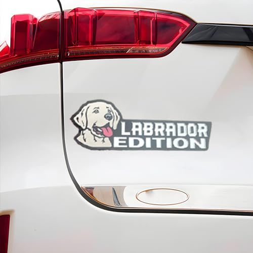 Image of Cute Dog Car Badge Laser Cutting Car Emblem,Funy 3D Acrylic Dogs Badge Rated Car Emblem Automotive Badge Decals and Stickers for Car, Truck, Rv, Boat Exterior Decoration (Labrador)